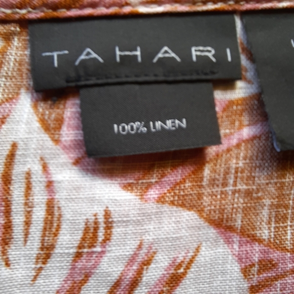Tahari 100 % Linen Long Sleeve Button Down Floral Print Blouse Size S - Picture 12 of 14